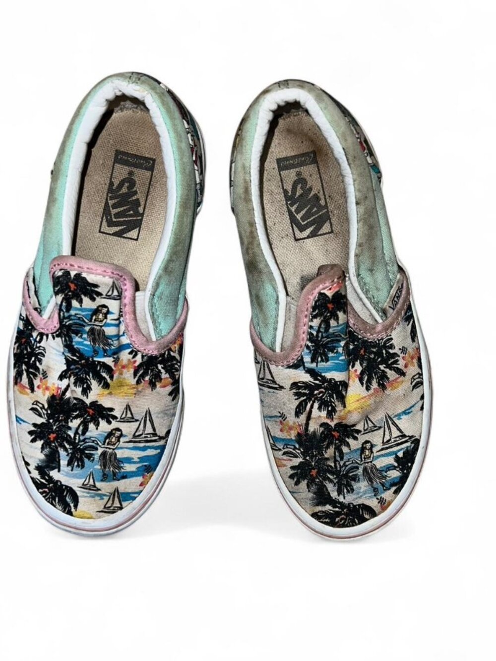 TOMS Youth Boys Hawaiian Beach Print Boat Shoes